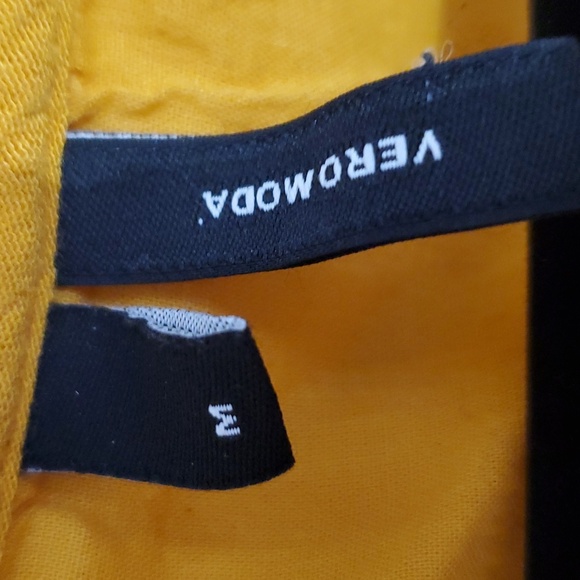 Vero Moda Yellow Button Up Square Neck Cotton Dress Size M Fall/Spring/Summer - Picture 2 of 9